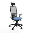 Horna sincro malla gris bali azul cielo brazos 1D base piramidal cabecero fijo ruedas 65mm nailon