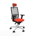 Horna sincro malla gris bali naranja oscuro brazos 2D base blanca cabecero 2D ruedas 65mm nailon