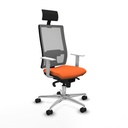 Horna sincro malla gris bali naranja brazos blancos base aluminio cabecero fijo ruedas 65mm nailon