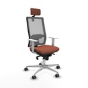 Horna sincro malla gris bali marrón brazos blancos base aluminio cabecero 2D ruedas 65mm engomadas