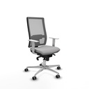 Horna sincro malla gris bali gris claro brazos blancos base aluminio  ruedas 65mm engomadas