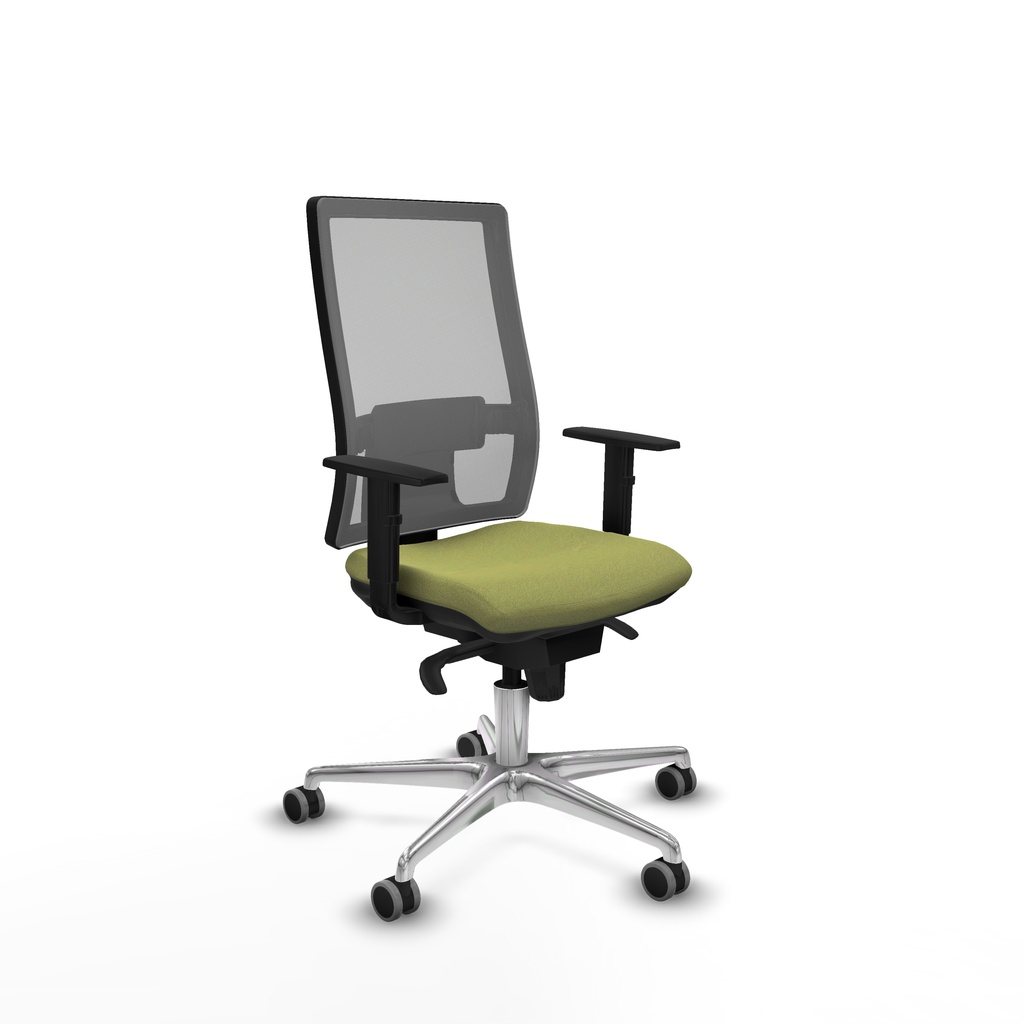 Horna sincro malla gris bali verde oliva brazos 1D base aluminio  ruedas 65mm engomadas