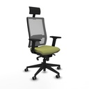 Horna sincro malla gris bali verde oliva brazos 2D base piramidal cabecero fijo ruedas 65mm engomadas