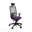 Horna sincro malla gris bali morado brazos 1D base piramidal cabecero 2D ruedas 65mm nailon