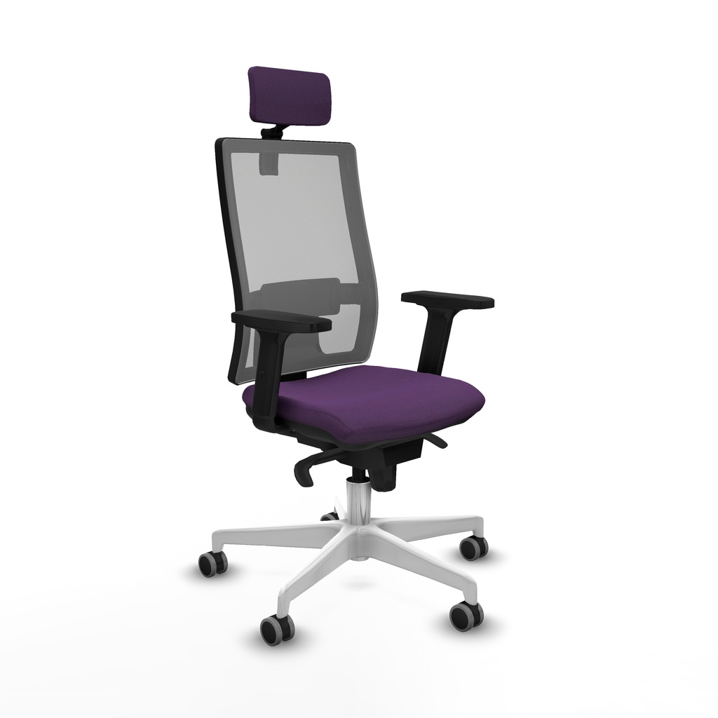 Horna sincro malla gris bali morado brazos 2D base blanca cabecero 2D ruedas 65mm engomadas