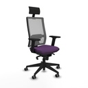 Horna sincro malla gris bali morado brazos 2D base piramidal cabecero fijo ruedas 65mm engomadas