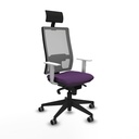 Horna sincro malla gris bali morado brazos blancos base piramidal cabecero fijo ruedas 65mm engomadas