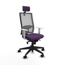 Horna sincro malla gris bali morado brazos blancos base piramidal cabecero 2D ruedas 65mm nailon