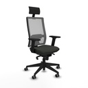 Horna sincro malla gris bali negro brazos 2D base piramidal cabecero fijo ruedas 65mm engomadas