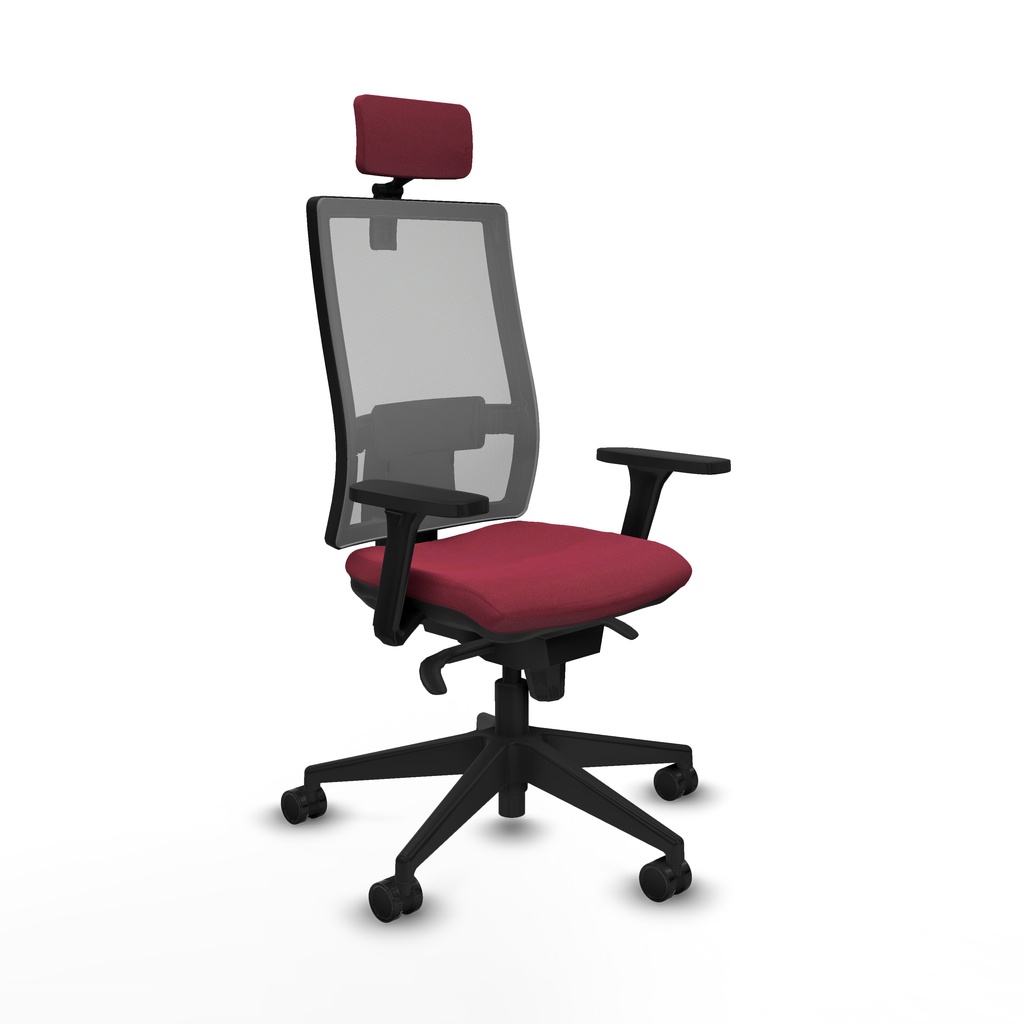 Horna sincro malla gris bali granate brazos 3D base piramidal cabecero 2D ruedas 65mm nailon