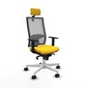 Horna sincro malla gris similpiel amarillo brazos 1D base blanca cabecero 2D ruedas 65mm nailon