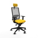 Horna sincro malla gris similpiel amarillo brazos 1D base piramidal cabecero 2D ruedas 65mm engomadas
