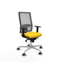 Horna sincro malla gris similpiel amarillo brazos 1D base aluminio  ruedas 65mm engomadas