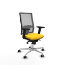 Horna sincro malla gris similpiel amarillo brazos 2D base aluminio  ruedas 65mm engomadas
