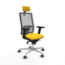 Horna sincro malla gris similpiel amarillo brazos 2D base aluminio cabecero 2D ruedas 65mm engomadas