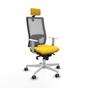 Horna sincro malla gris similpiel amarillo brazos blancos base blanca cabecero 2D ruedas 65mm engomadas