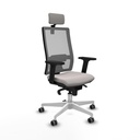 Horna sincro malla gris similpiel blanco brazos 2D base blanca cabecero 2D ruedas 65mm engomadas