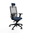 Horna sincro malla gris similpiel azul marino brazos 2D base piramidal cabecero 2D ruedas 65mm engomadas
