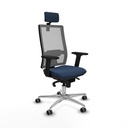 Horna sincro malla gris similpiel azul marino brazos 2D base aluminio cabecero 2D ruedas 65mm engomadas