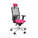 Horna sincro malla gris similpiel rosa brazos 2D base blanca cabecero 2D ruedas 65mm nailon