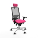 Horna sincro malla gris similpiel rosa brazos 3D base blanca cabecero 2D ruedas 65mm engomadas