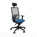 Horna sincro malla gris similpiel azul claro brazos 1D base piramidal cabecero fijo ruedas 65mm engomadas