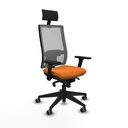 Horna sincro malla gris similpiel naranja brazos 3D base piramidal cabecero fijo ruedas 65mm engomadas
