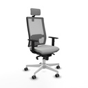 Horna sincro malla gris similpiel gris claro brazos 1D base blanca cabecero 2D ruedas 65mm engomadas