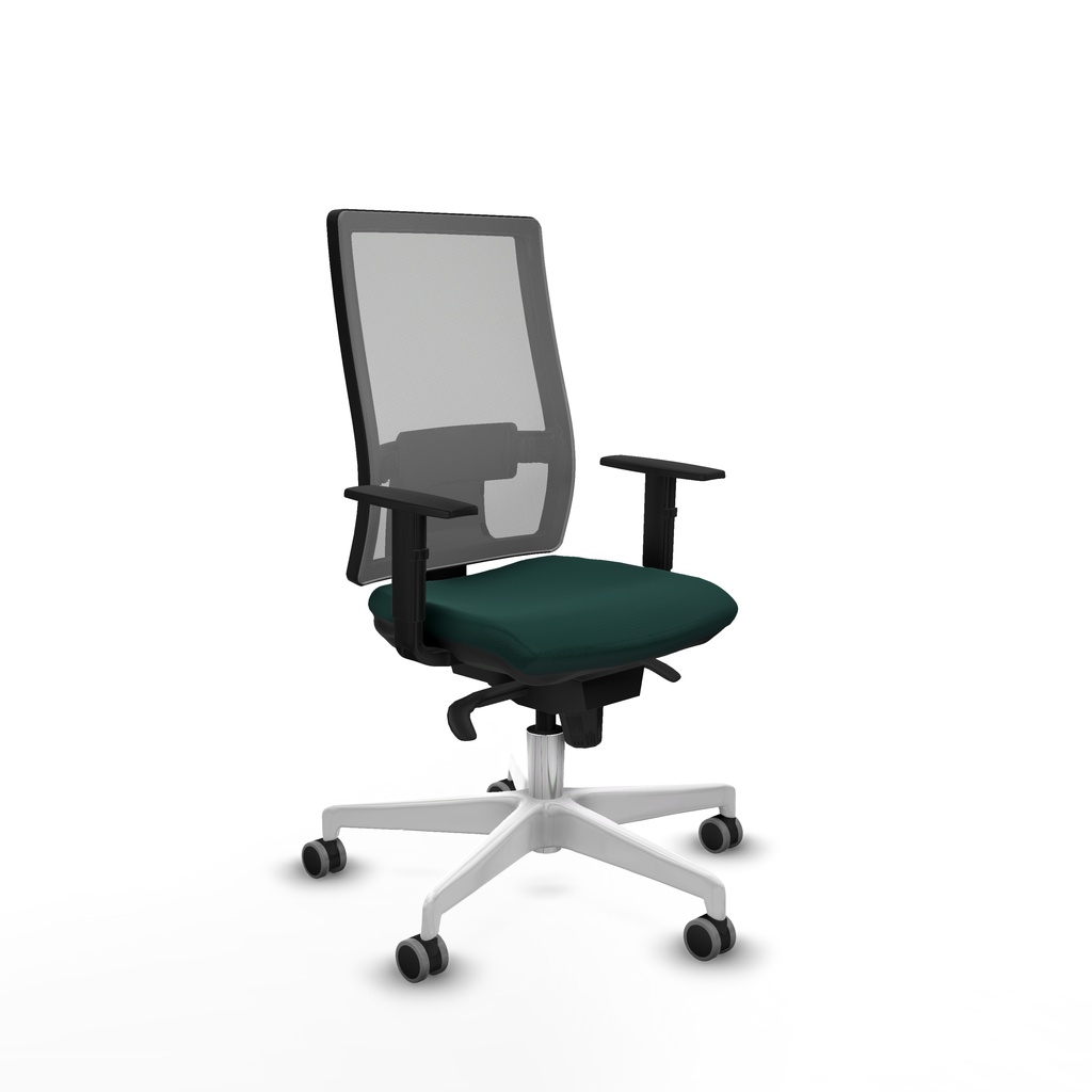 Horna sincro malla gris similpiel verde botella brazos 1D base blanca  ruedas 65mm engomadas