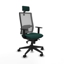 Horna sincro malla gris similpiel verde botella brazos 1D base piramidal cabecero 2D ruedas 65mm nailon