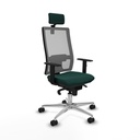 Horna sincro malla gris similpiel verde botella brazos 1D base aluminio cabecero 2D ruedas 65mm nailon