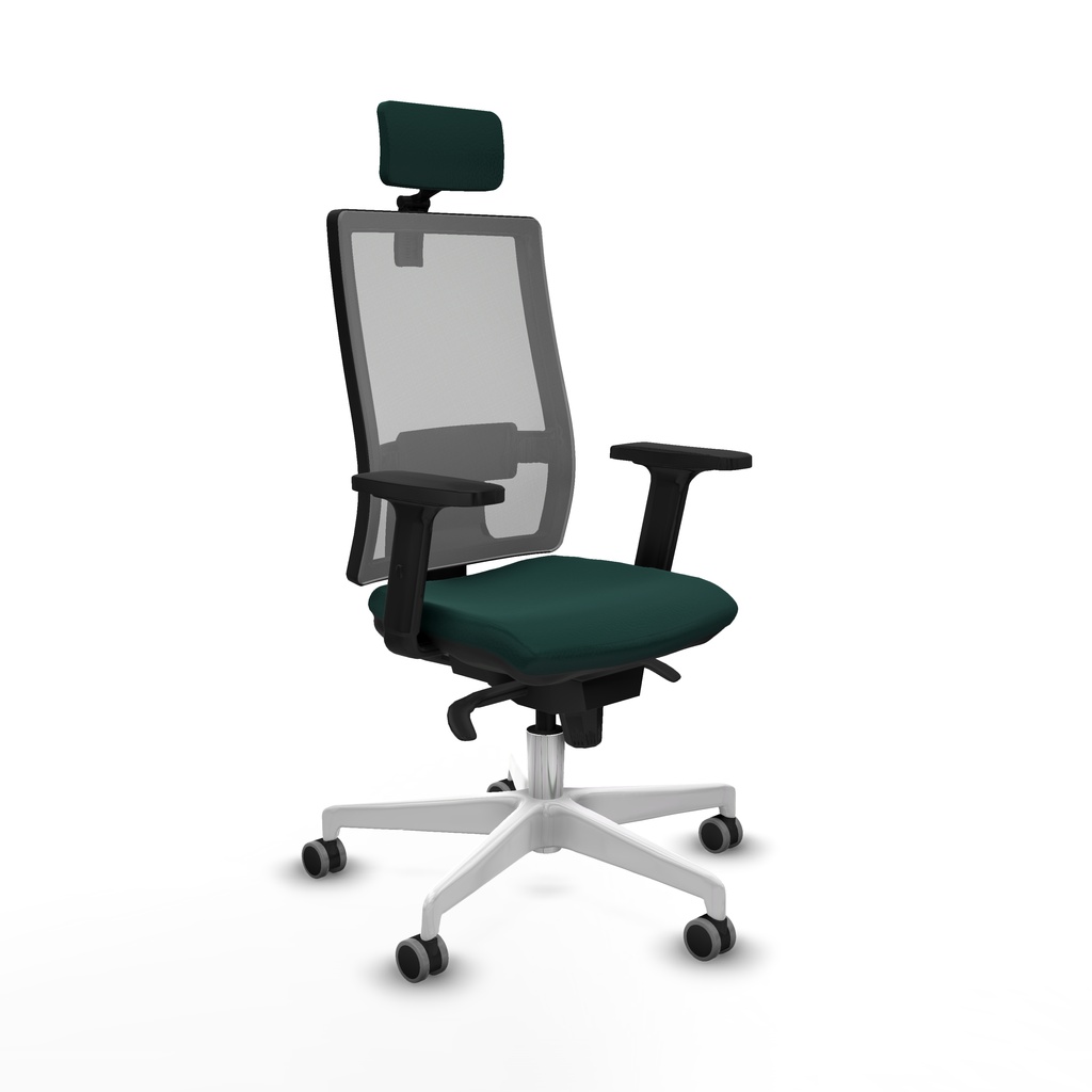 Horna sincro malla gris similpiel verde botella brazos 2D base blanca cabecero 2D ruedas 65mm engomadas