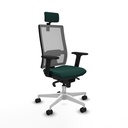Horna sincro malla gris similpiel verde botella brazos 2D base blanca cabecero 2D ruedas 65mm nailon
