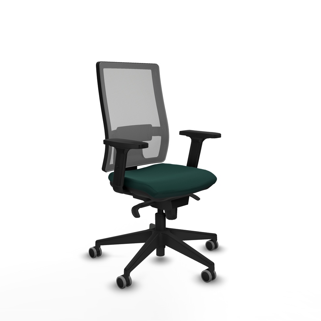 Horna sincro malla gris similpiel verde botella brazos 2D base piramidal  ruedas 65mm engomadas