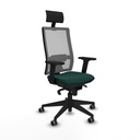 Horna sincro malla gris similpiel verde botella brazos 2D base piramidal cabecero fijo ruedas 65mm engomadas
