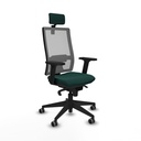 Horna sincro malla gris similpiel verde botella brazos 2D base piramidal cabecero 2D ruedas 65mm engomadas