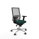 Horna sincro malla gris similpiel verde botella brazos 2D base aluminio  ruedas 65mm engomadas