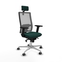 Horna sincro malla gris similpiel verde botella brazos 2D base aluminio cabecero 2D ruedas 65mm engomadas