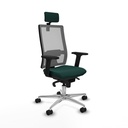 Horna sincro malla gris similpiel verde botella brazos 2D base aluminio cabecero 2D ruedas 65mm nailon