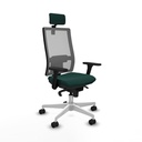 Horna sincro malla gris similpiel verde botella brazos 3D base blanca cabecero 2D ruedas 65mm nailon