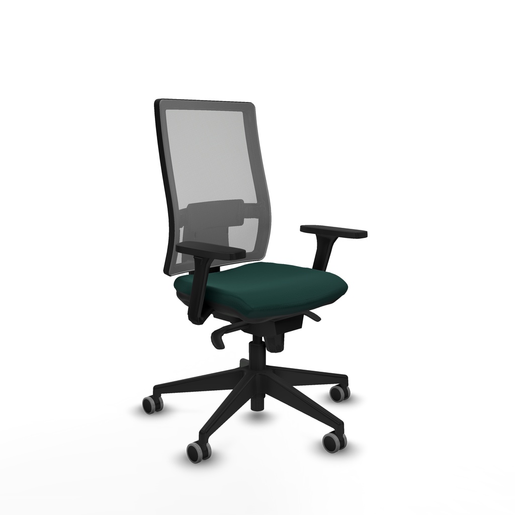 Horna sincro malla gris similpiel verde botella brazos 3D base piramidal  ruedas 65mm engomadas