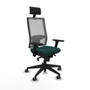 Horna sincro malla gris similpiel verde botella brazos 3D base piramidal cabecero fijo ruedas 65mm engomadas