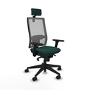 Horna sincro malla gris similpiel verde botella brazos 3D base piramidal cabecero 2D ruedas 65mm nailon