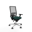 Horna sincro malla gris similpiel verde botella brazos 3D base aluminio  ruedas 65mm engomadas