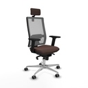 Horna sincro malla gris similpiel marrón oscuro brazos 2D base aluminio cabecero 2D ruedas 65mm engomadas