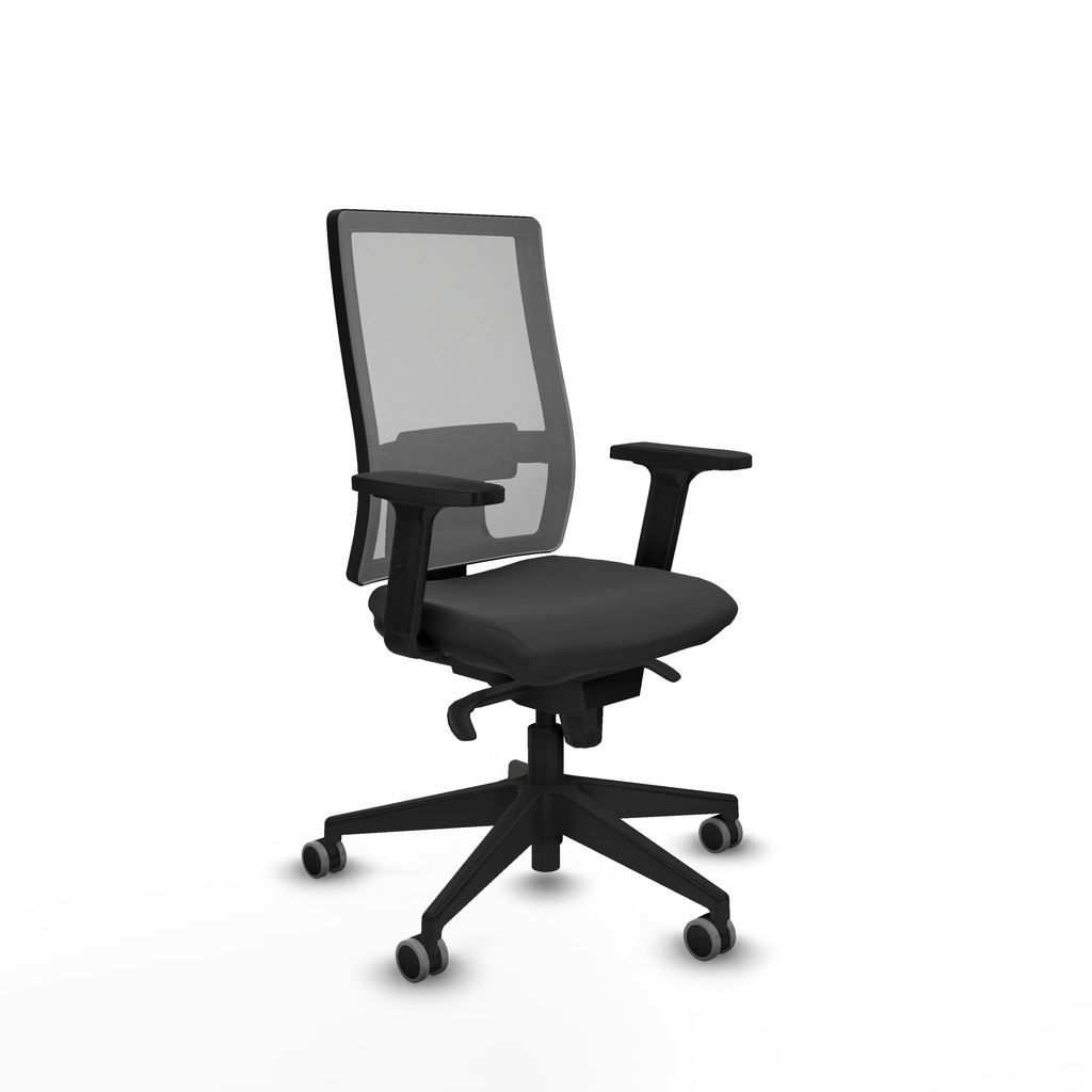Horna sincro malla gris similpiel gris oscuro brazos 2D base piramidal  ruedas 65mm engomadas