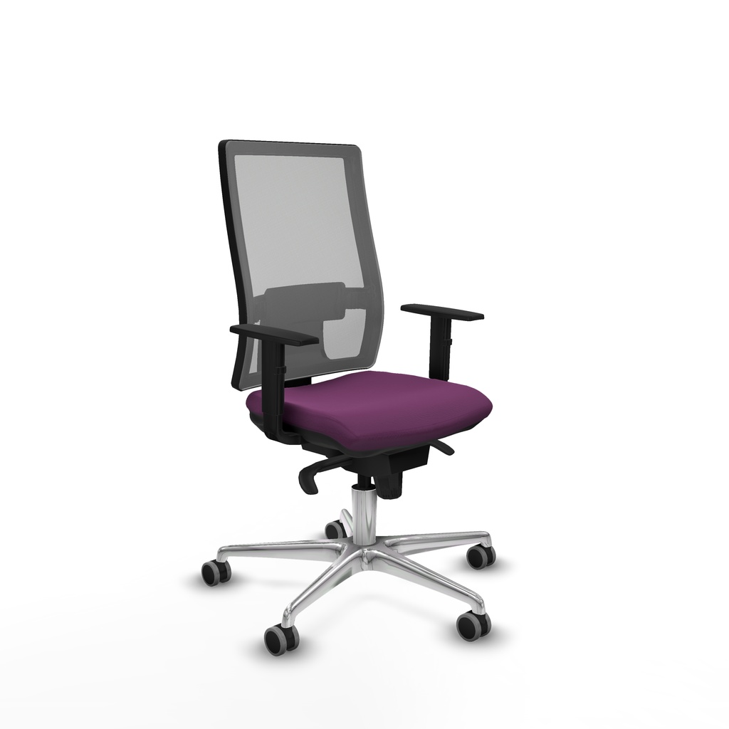 Horna sincro malla gris similpiel morado brazos 1D base aluminio  ruedas 65mm engomadas