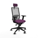 Horna sincro malla gris similpiel morado brazos 2D base piramidal cabecero 2D ruedas 65mm engomadas