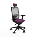 Horna sincro malla gris similpiel morado brazos 2D base piramidal cabecero 2D ruedas 65mm nailon