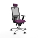 Horna sincro malla gris similpiel morado brazos 2D base aluminio cabecero 2D ruedas 65mm engomadas